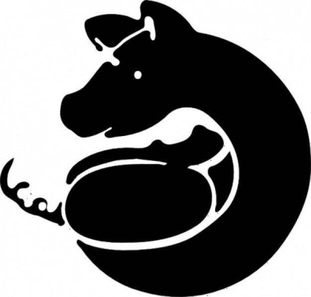 cochon pig silhouette in black