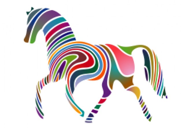 colorful waved horse of spring pattern