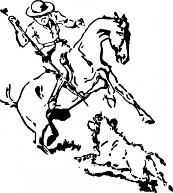 cowboy hunting wild pig clip art