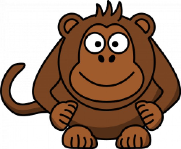 cute brown cartoon monkey in front view