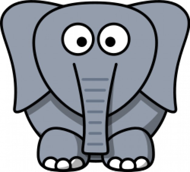cute cartoon elephant in front view