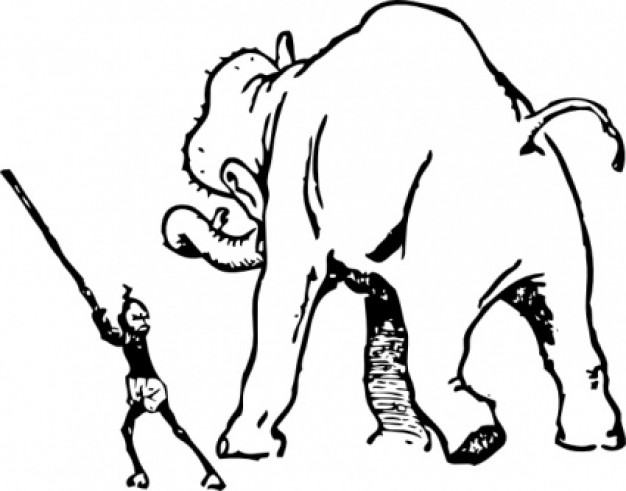 elephant gets a whacking clip art