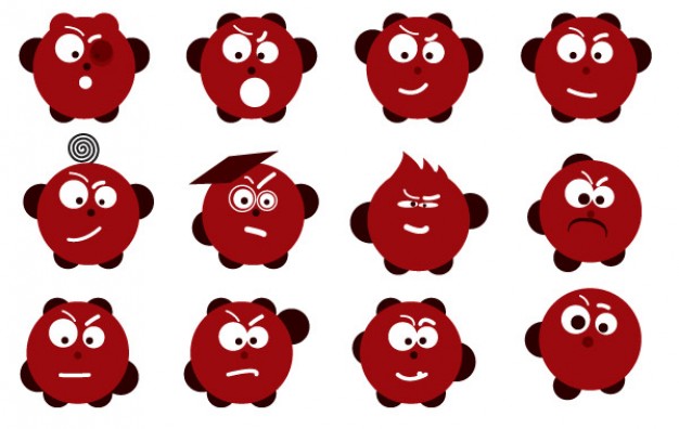 Emoticon character with different funny expression