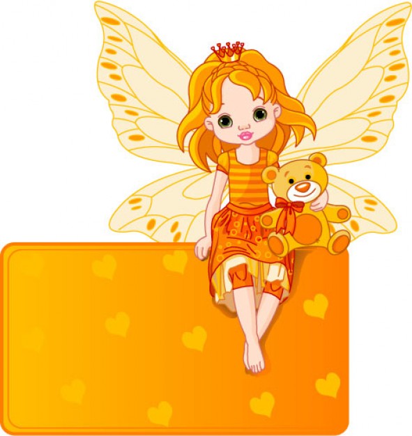 flower fairy sitting in orange