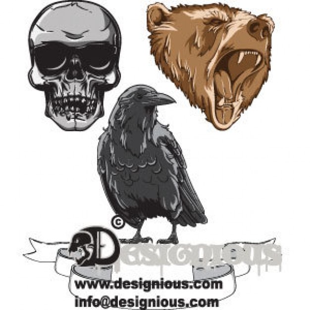 freebies vintage pack with skull bear head eagle