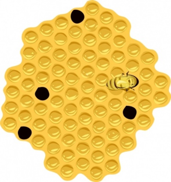 bee and yellow hive clip art with White background
