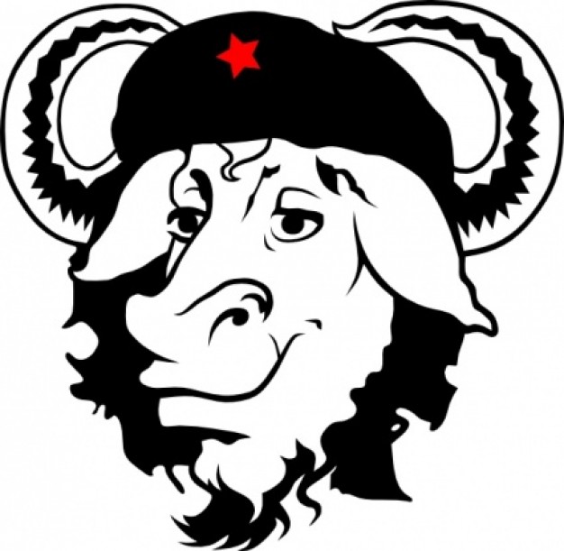 gnu cow cap with hat clip art