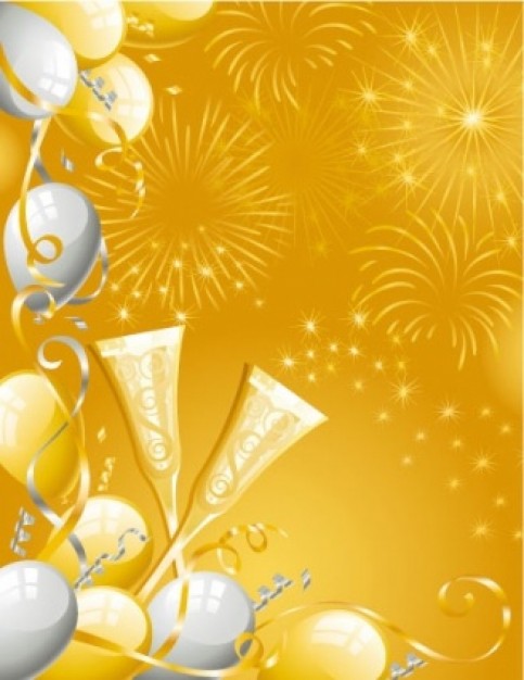 golden celebration with firework sky at background