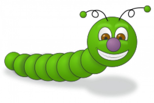 green cartoon worm crawling on the floor