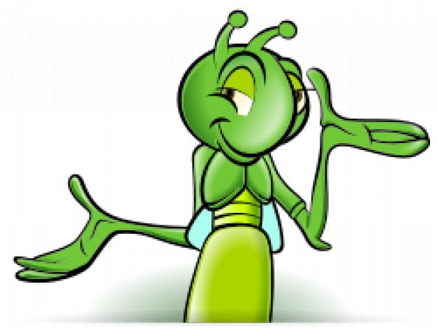 green cricket cartoon role with talking action