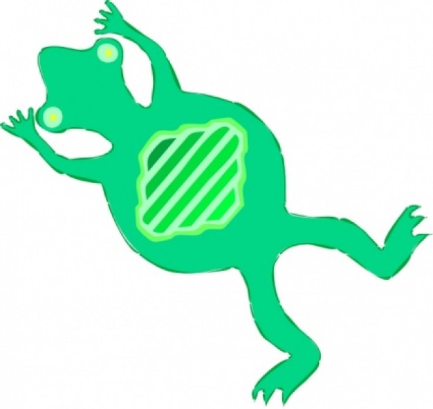 green flat frog swimming clip art in bottom view