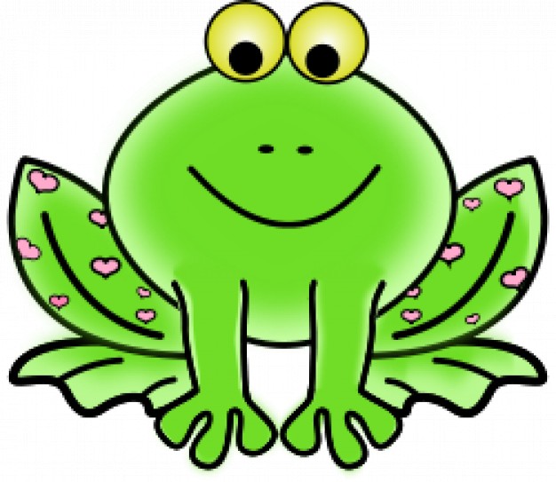 green frog with pink hearts for valentine card element