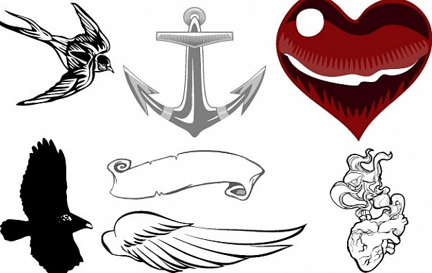 icon clip art Collection with Heart Nature Wings Anchor