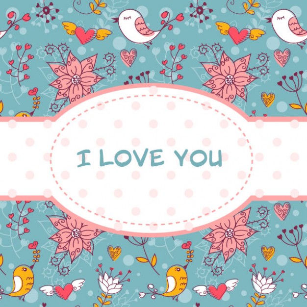 illustration with flower and bird heart material for valentine card design