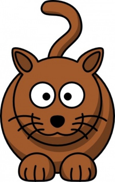brown cartoon cat clip art with White background