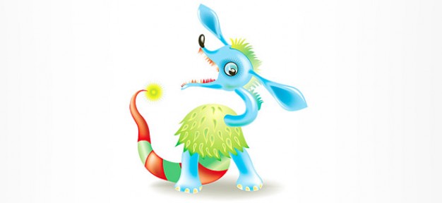 cute colorful monster mascot with White background