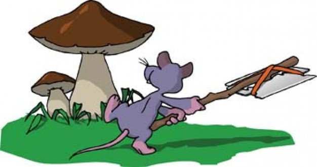 mouse cutting mushroom