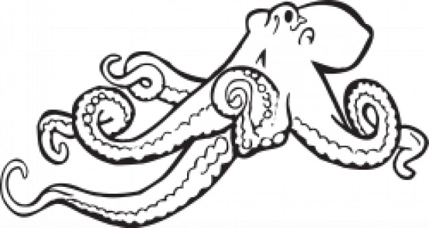octopus clip art in white and black