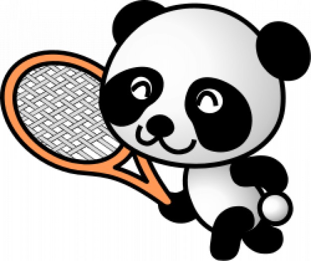 panda playing tennis