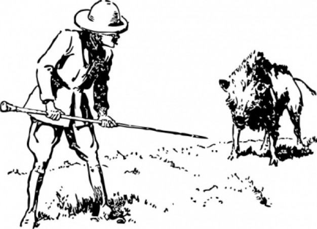 people hunting boar clip art on the field