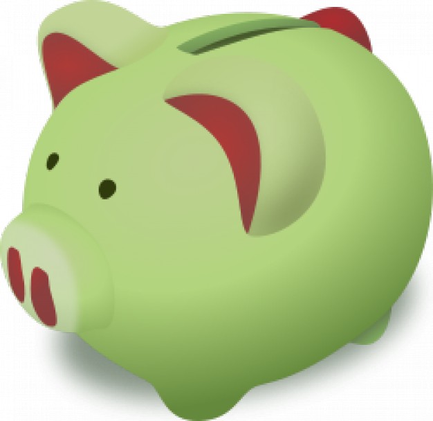 piggy bank with green body