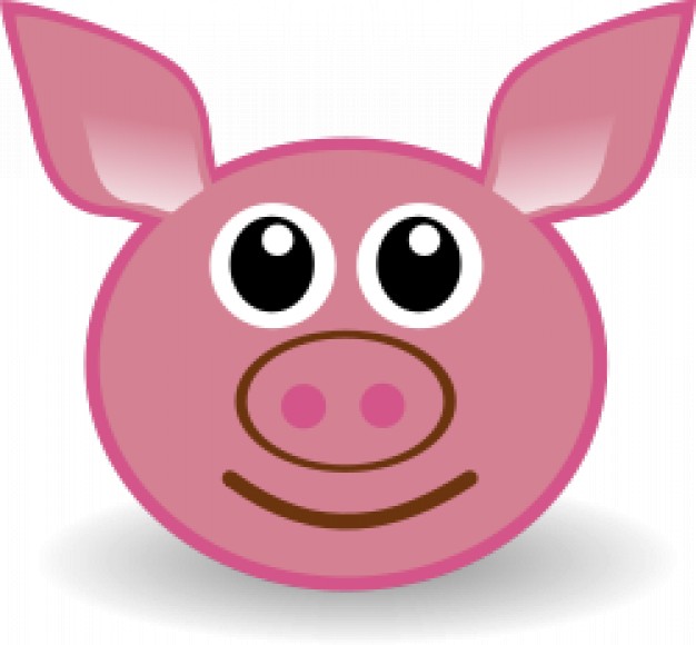 pink funny piggy face in front view