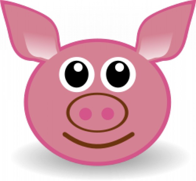 pink funny piggy face in front view