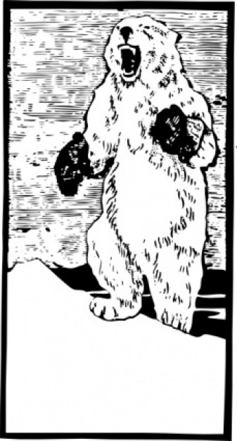 polar bear with black mittens clip art