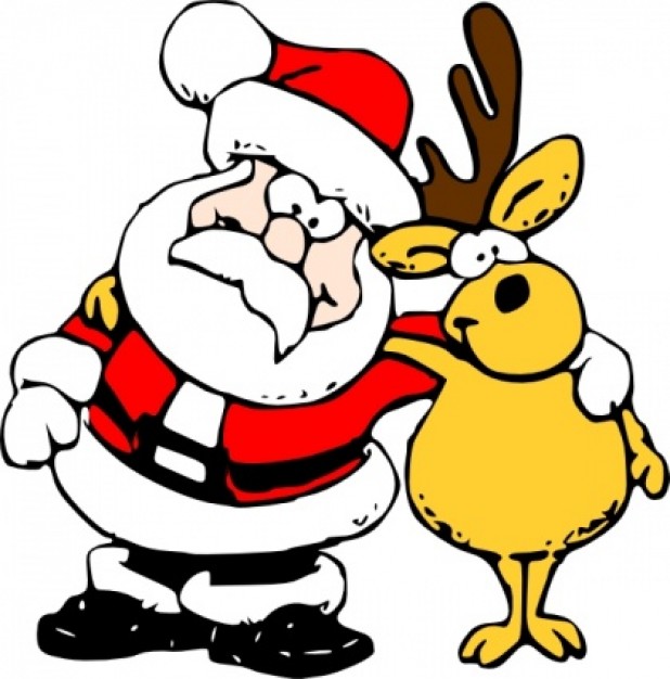 santa and reindeer of christmas chclip art