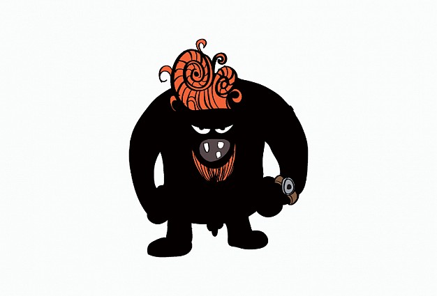 black ferocious gorilla with red hair