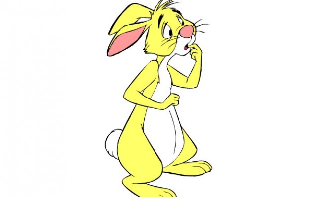 yellow thinking rabbit with white  background