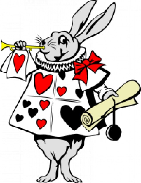 rabbit play bugle with hearts from alice in wonderland