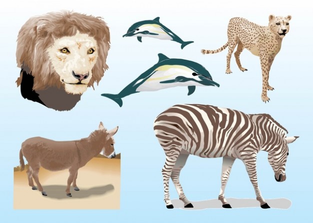realistic animals like dolphin lion leopard