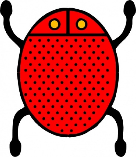 red and dotted coccinella rollandin clip art in top view