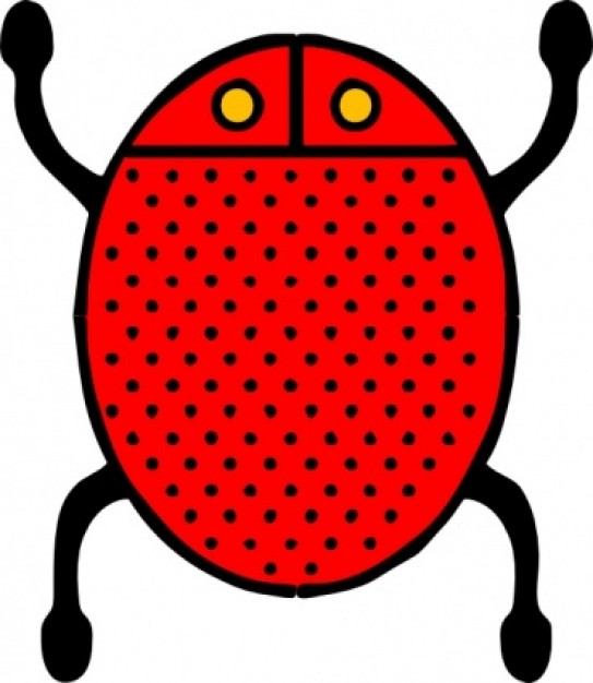 red and dotted coccinella rollandin clip art in top view