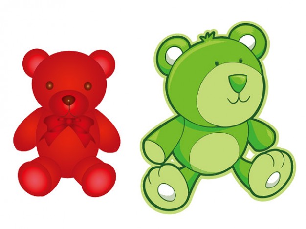 red and green cartoon teddy bear material