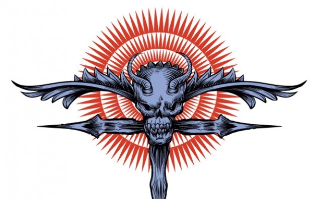 religius skull with sun background