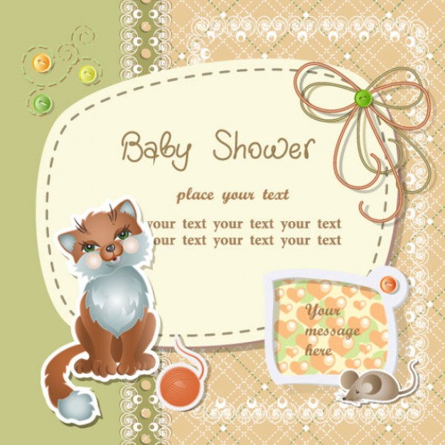 scrapbook card with cat on baby shower