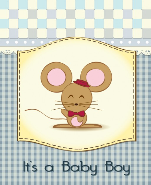 scrapbook style with brown mouse on baby shower card