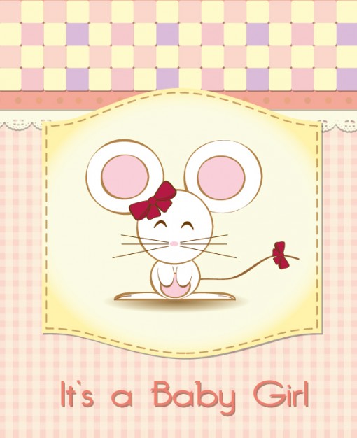 scrapbook style with cute mouse on baby shower card