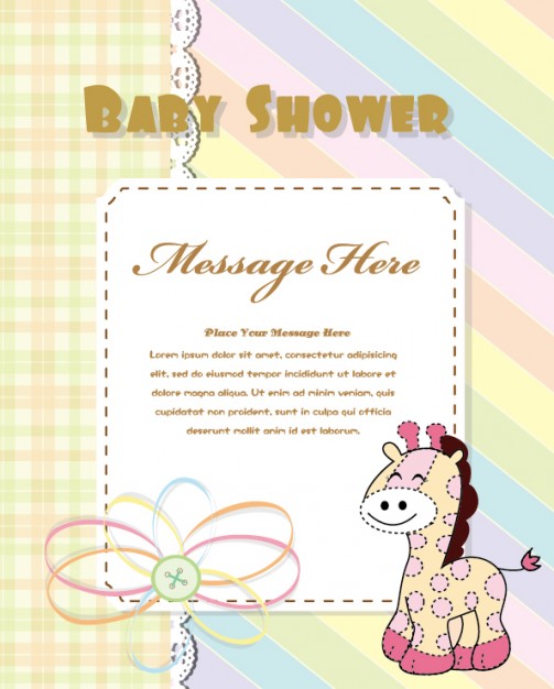 scrapbook style with giraffe on baby shower card