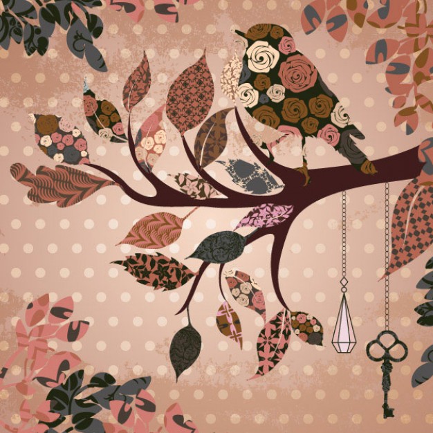 scrapbook with bird on branch