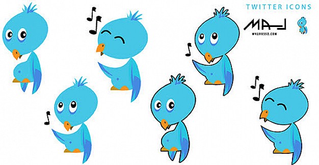 six singing twitter icons with different expression