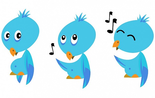three twitter bird icons with White background