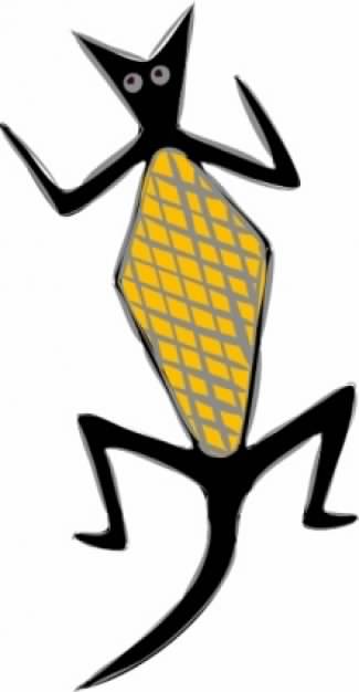 sketch lizard with yellow body in top view