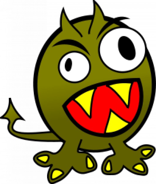 small funny angry monster in front view