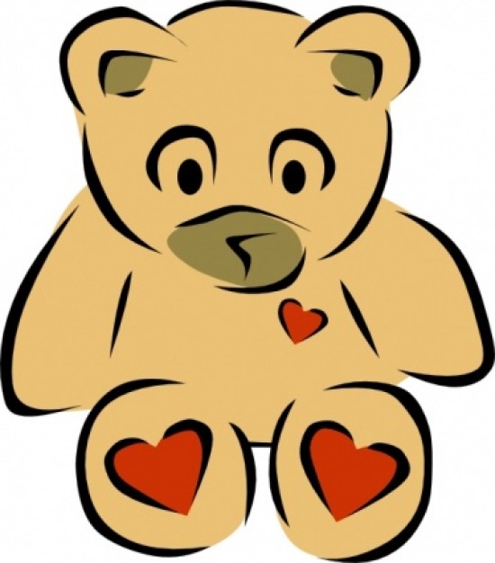 teddy bears with hearts in sole of the foot and chest clip art
