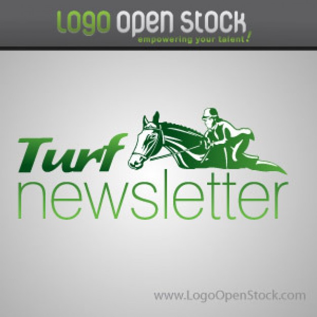 turf newsletter logo with rider and horse in green
