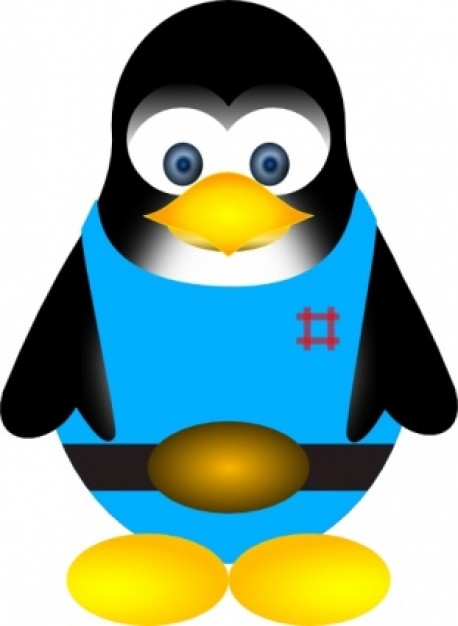 tux penguin with blue clothing clip art
