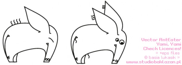 two anteater elephant doodle in side view